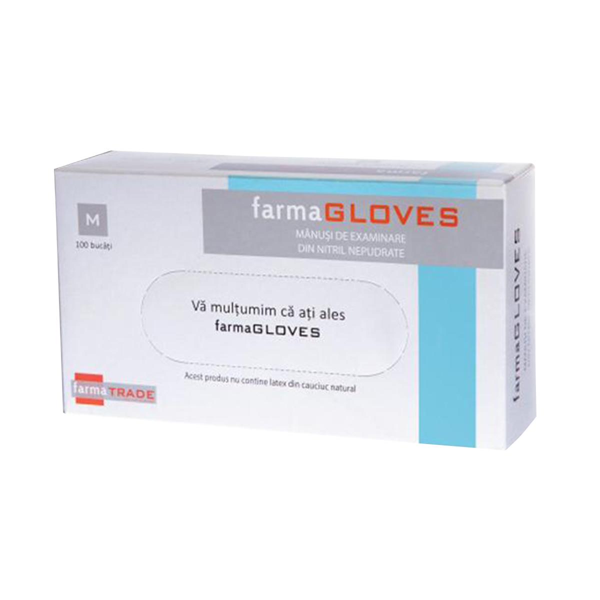 Manusi nitril nepudrate Farmatrade, albastre, marimea M, 100 bucati/cutie