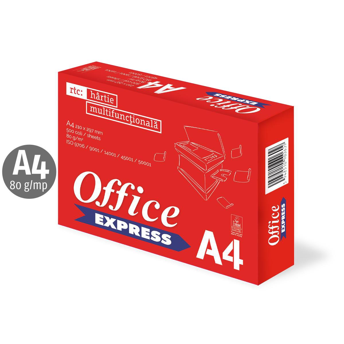 Hartie copiator Office Express, A4, 80 g/mp, 500 coli/top, 5 topuri/cutie
