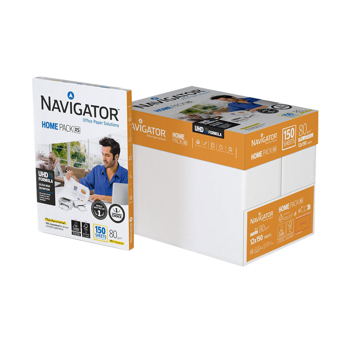 Hartie copiator Navigator Home Pack XS, A4, 80 g, 150 coli/top, 12 topuri/cutie