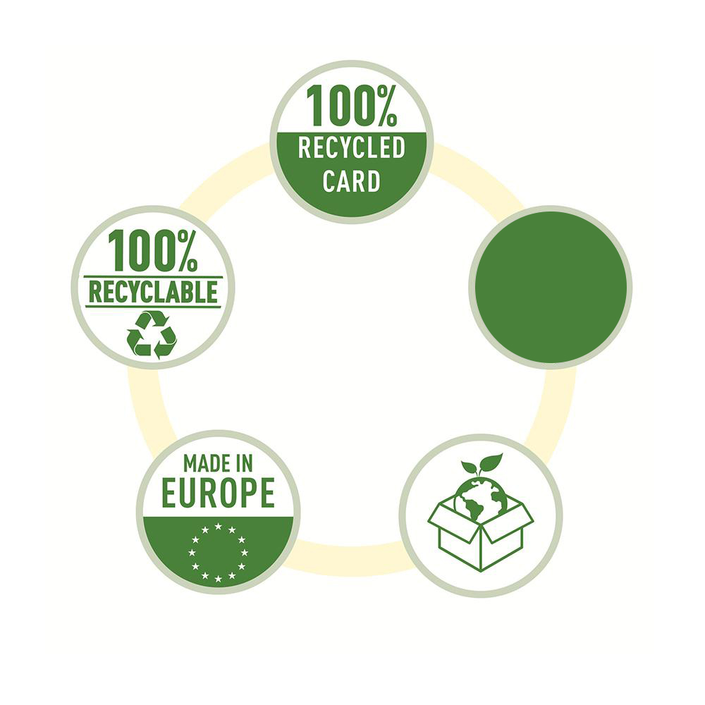 Biblioraft Esselte No.1 Power Recycled, carton, 100% reciclat, reciclabil, certificare FSC, A4, 75 mm, albastru