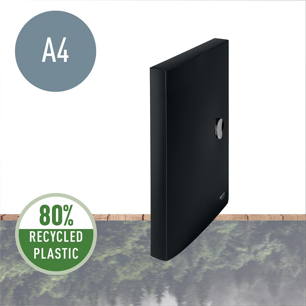 Mapa cu clip Leitz Recycle Jumbo, PP, partial reciclat, certificare Blue Angel, reciclabil, A4, 250 coli, negru